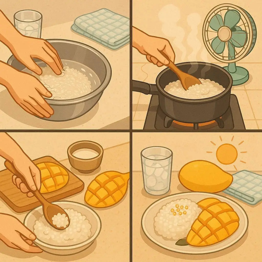 夏日清涼芒果糯米飯制作過(guò)程